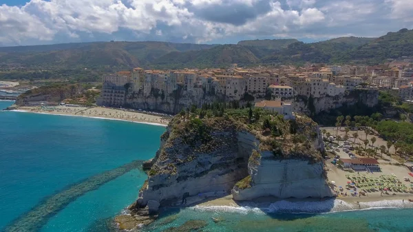 Tropea Calábria Vista Aérea Cidade Mosteiro Litoral Perspectiva Drone — Fotografia de Stock