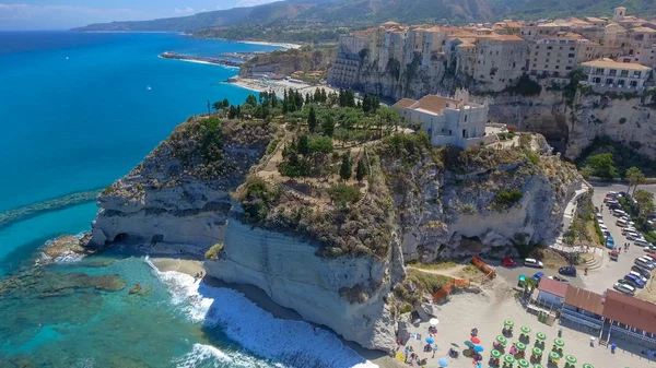 Flygfoto Över Tropea Vackra Kusten Kalabrien Italien Sommarsäsongen — Stockfoto