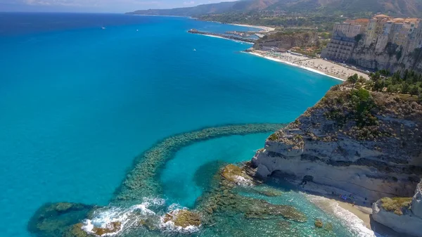 Úžasný Letecký Pohled Tropea Pobřeží Kalábrie Letní Sezóně Itálie — Stock fotografie