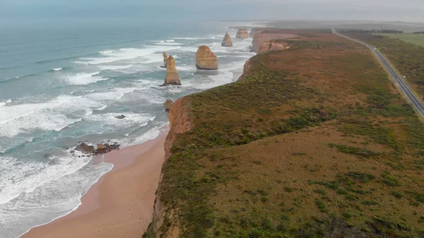 Los Doce Apóstoles Amanecer Victoria Australia Vista Aérea Panorámica Una — Foto de Stock