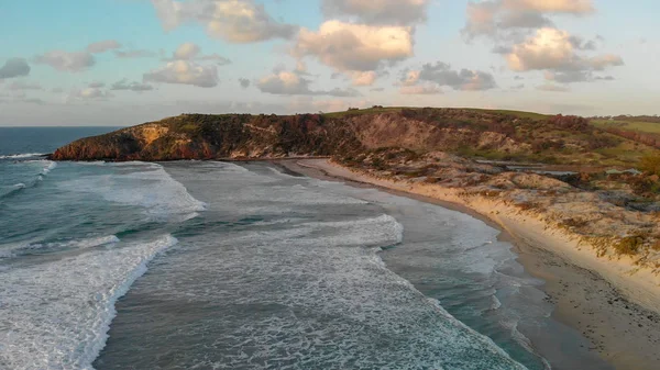 Schlangenstrand Auf Der Insel Känguru Bei Sonnenuntergang Luftbild — Stockfoto