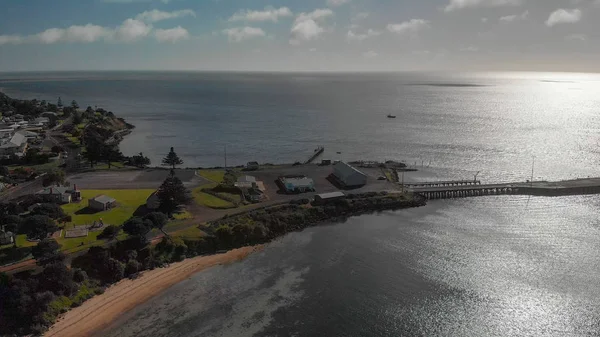 Kingscote Stadsbilden Och Kusten Flygfoto Kangaroo Island South Australia — Stockfoto