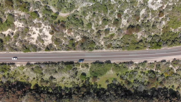 Camino Través Del Campo Vista Aérea — Foto de Stock