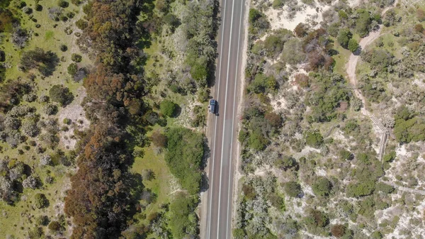 Camino Través Del Campo Vista Aérea — Foto de Stock