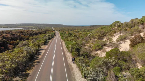 Camino Través Del Campo Vista Aérea — Foto de Stock