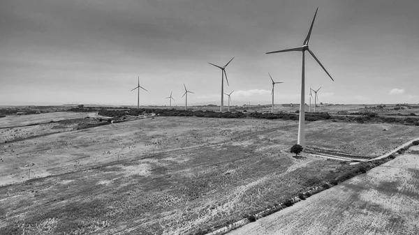 Industrial Windmills Aerial View Summer Season — Stock Photo, Image