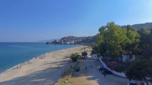 Strandbad Caminia Panorama Luftaufnahme Der Küste Kalabriens Der Sommersaison — Stockfoto