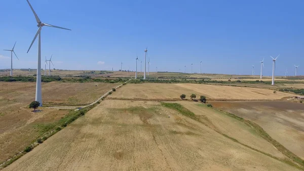 Industrial Windmills Aerial View Summer Season — Stock Photo, Image