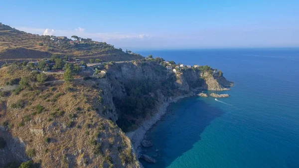 Strandbad Caminia Panorama Luftaufnahme Der Küste Kalabriens Der Sommersaison — Stockfoto