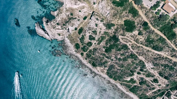 Kara Kıyı Şeridi Evler Calabria Yaz Sezonu Güzel Havadan Görünümü — Stok fotoğraf