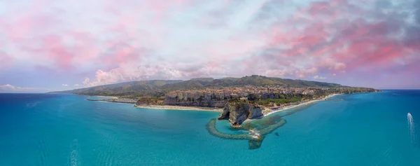 Luchtfoto Van Tropea Prachtige Kust Van Calabrië Italië Zomerseizoen — Stockfoto