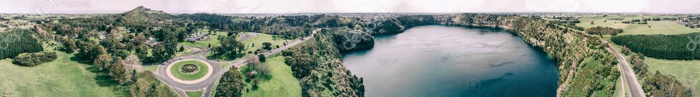 The Blue Lake in Mount Gambier, South Australia. Beautiful aerial view.