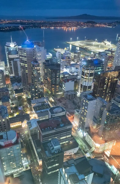 Auckland Vue Aérienne Nuit Nouvelle Zélande — Photo