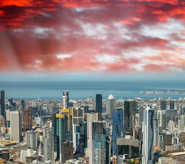 Vista aérea del horizonte de Melbourne desde el helicóptero —  Fotos de Stock