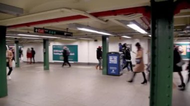 footage of crowd of people walking at subway station
