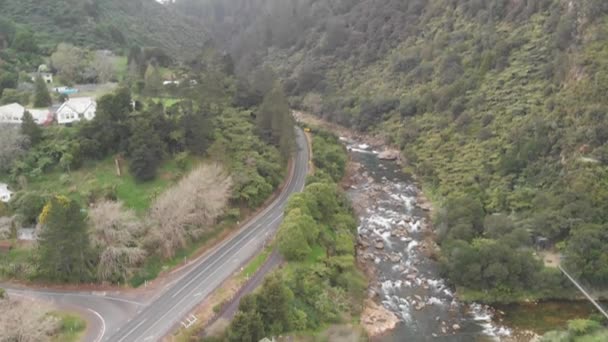 Luchtfoto Beelden Van Karangahake Gorge Nieuw Zeeland — Stockvideo