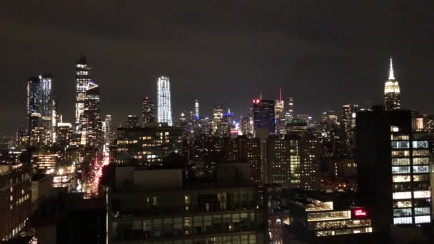 Urban Scen Bilder Vackra New York Stad Natten Usa — Stockvideo