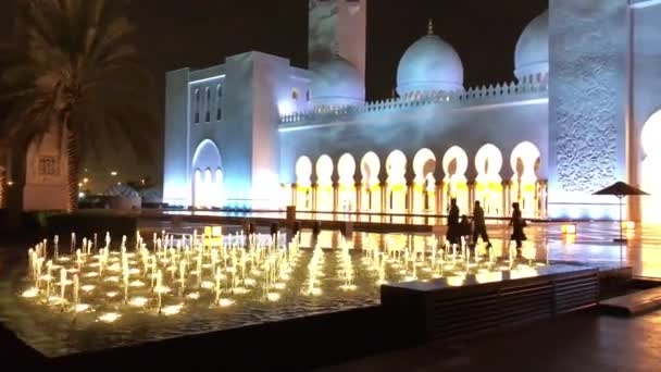 Hermoso Exterior Mezquita Abu Dhabi Emiratos Árabes Unidos — Vídeo de stock