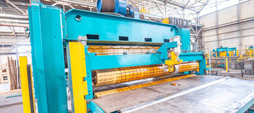 Steel Cutting Machine. Industrial machine for metel sheet coils 