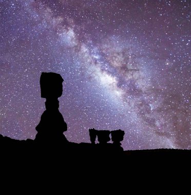 Bryce Canyon National Park hoodoos silhouettes on a starry night clipart
