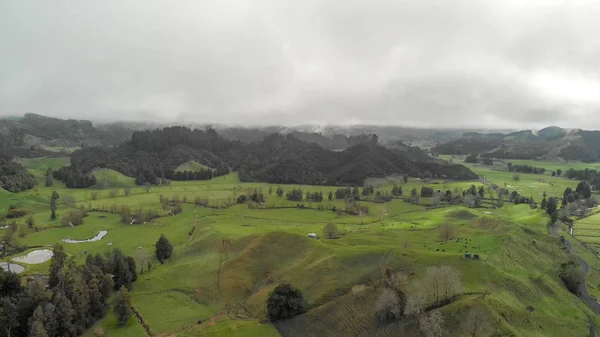 Aerial view of Rotorua countryside in winter, New Zealand — Stock Photo, Image