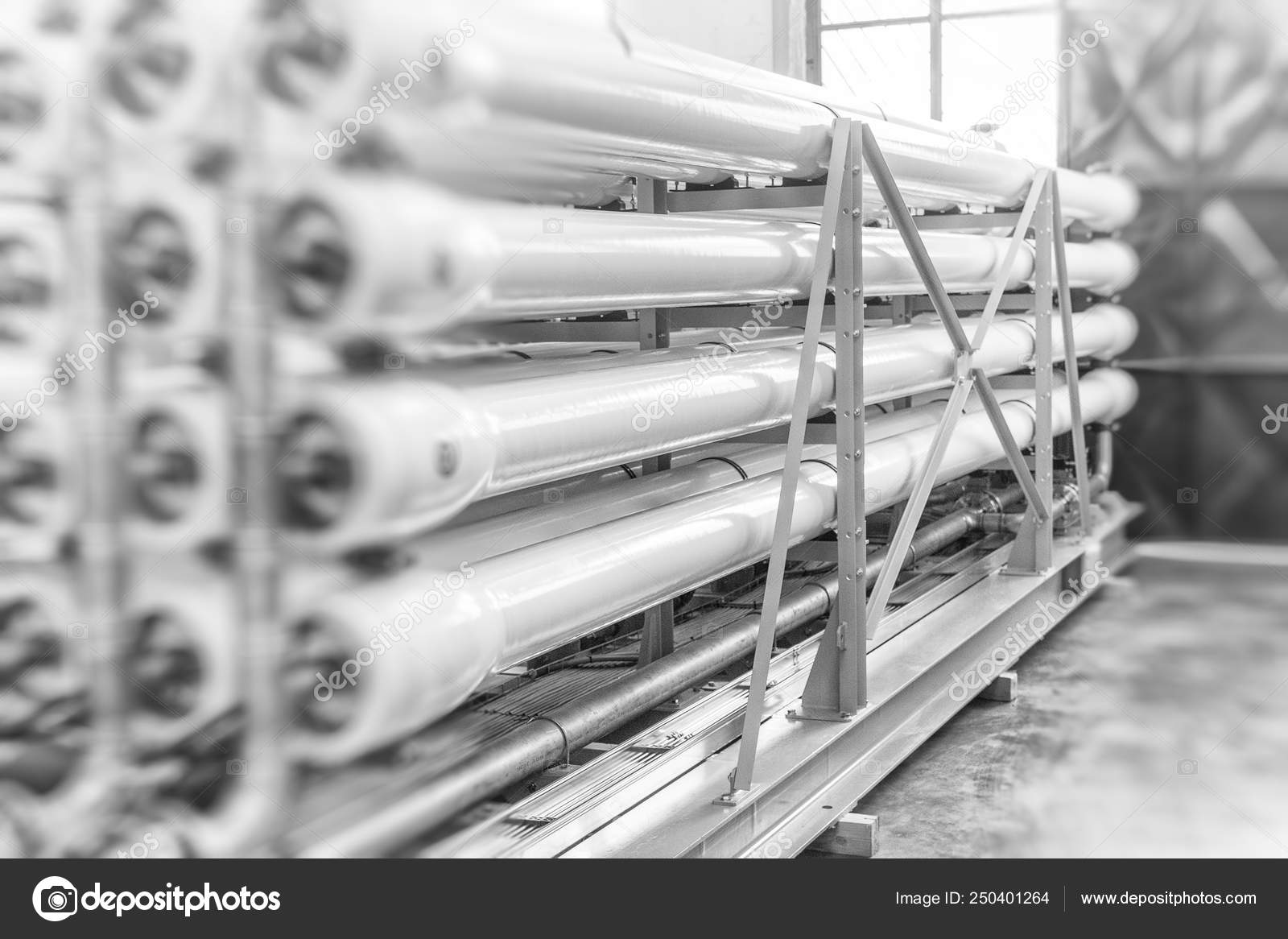 Pipelines of a water purification plant — Stock Photo © jovannig 250401264