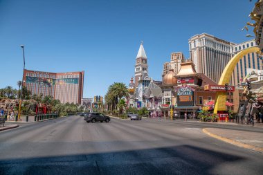 Las Vegas - 1 Temmuz 2018: Strip casinolar görünümünü bir su üzerinde