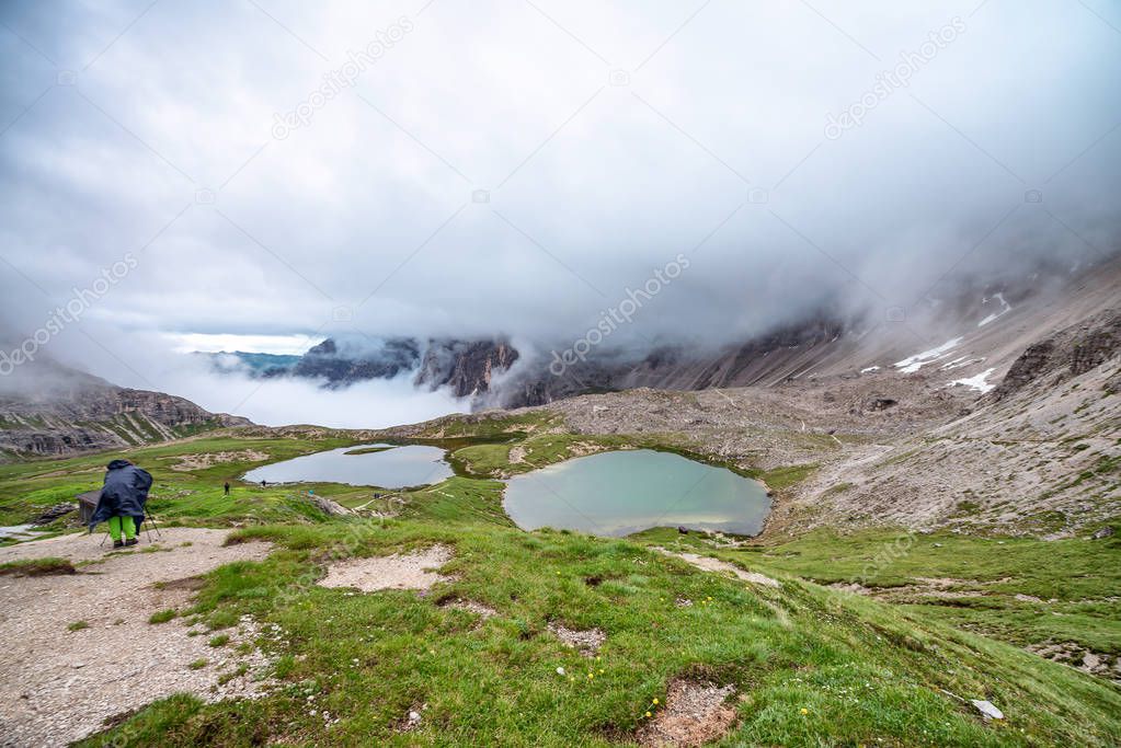 Three Peaks of Lavaredo in summer season, Italian Alps.