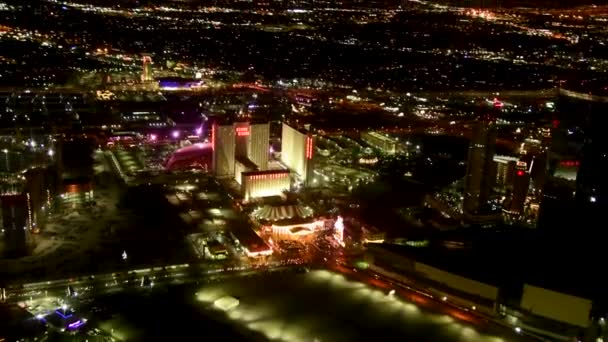 Imágenes Aéreas Ciudad Las Vegas Por Noche — Vídeos de Stock