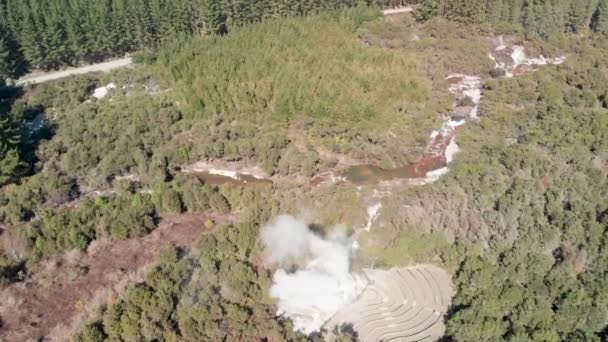 Luftaufnahmen Vom Wai Tapu Nationalpark Rotorua Neuseeland — Stockvideo