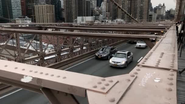 Images Pont Brooklyn Plein Voitures Personnes — Video