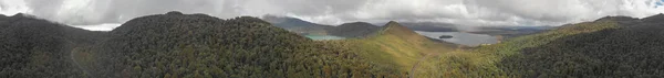 Vista aérea do Lago Rotoaira e da floresta circundante em Tongariro — Fotografia de Stock