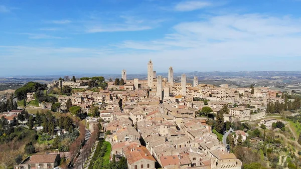 A légi felvétel a San Gimignano, Toszkána — Stock Fotó