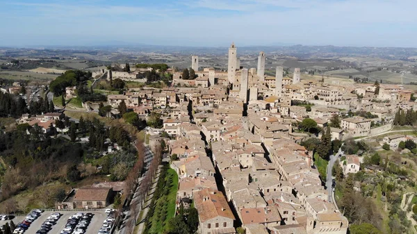 San Gimignano, Toscana. Vista aérea incrível do horizonte da cidade — Fotografia de Stock
