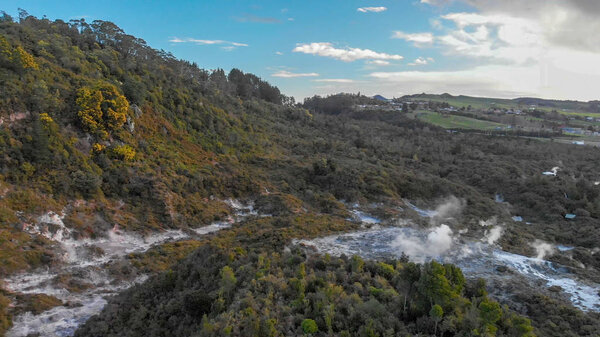Te Puia National Park aerial view, Rotorua