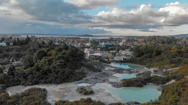 Parco Nazionale Te Puia vista aerea, Rotorua — Foto Stock