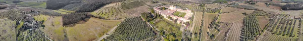 Panorama-Luftaufnahme der Kartause Pontignano in der Nähe von Siena mit — Stockfoto