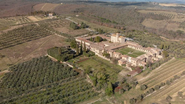 Increíble vista aérea de Pontignano Charterhouse cerca de Siena, Tusca — Foto de Stock