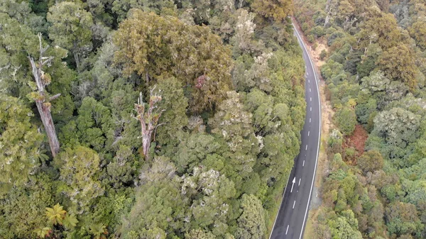 Vista aérea da estrada através do Parque Nacional Tongariro, Nova Zelândia — Fotografia de Stock
