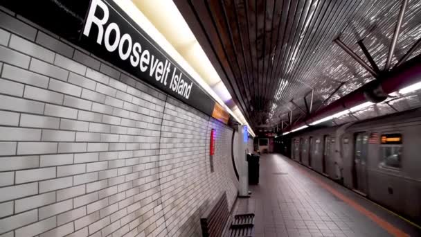 Modern Metro Platóállomás Érkező Vonattal — Stock videók