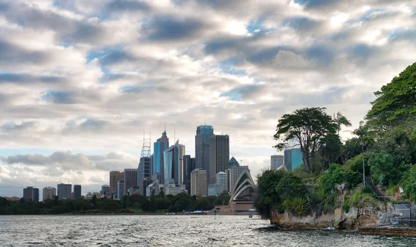 Panoraamanäkymät Sydneyn Horisonttiin Hämärässä Kirribillistä Australiasta — kuvapankkivalokuva