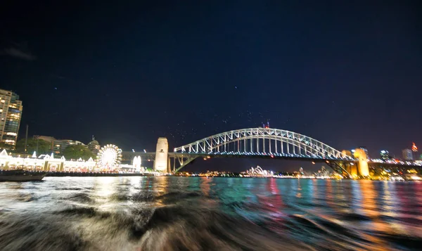 Sydney Harbor Bridge Éjszaka City Symbol Ausztrália — Stock Fotó