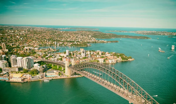 Vista aérea da Ponte do Porto de Sydney, símbolo da cidade, Austrália — Fotografia de Stock