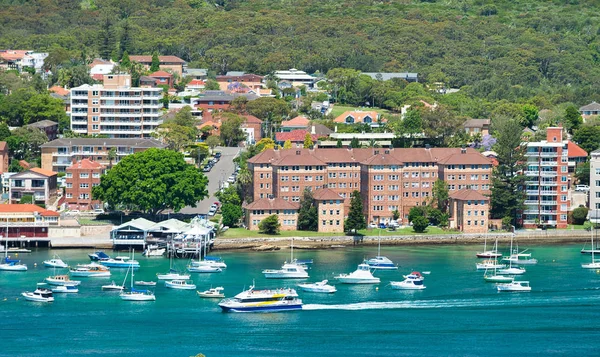 Panoramiczny widok z lotu ptaka na panoramę Manly Beach w słoneczny dzień, aus — Zdjęcie stockowe