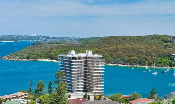 Vista aérea panorâmica do horizonte de Manly Beach em um dia ensolarado, Aus — Fotografia de Stock