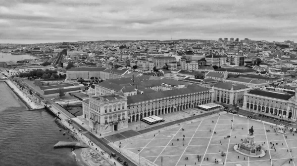 Lisbonne, Portugal. Vue aérienne de Commerce Square et de la ville skylin — Photo