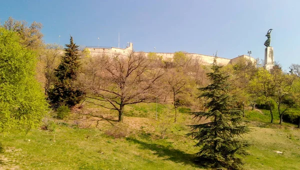 Citadel ve Budapeşte silüeti. Hunga 'nın panoramik havadan görünümü — Stok fotoğraf