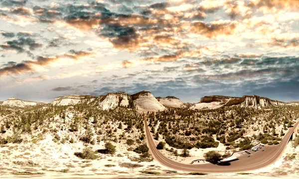 Antenni panoraamanäkymät Siionin kansallispuistoon, Utah — kuvapankkivalokuva