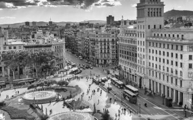 Barselona-13 Mayıs 2018: Calalunya Meydanı 'nın havadan görünümü. C