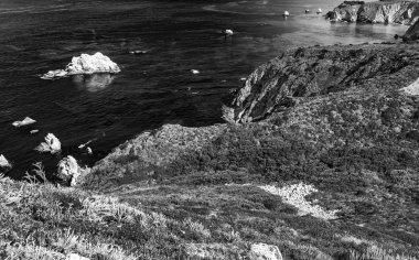 Big Sur, California. Yaz sezonu muhteşem sahil şeridi görünümü